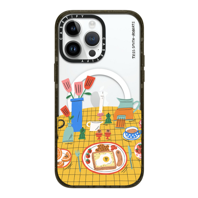 Tess Smith-Roberts x CASETiFY iPhone 14 Pro Max ケース ブラック インパクトケース MagSafe対応 Breakfast