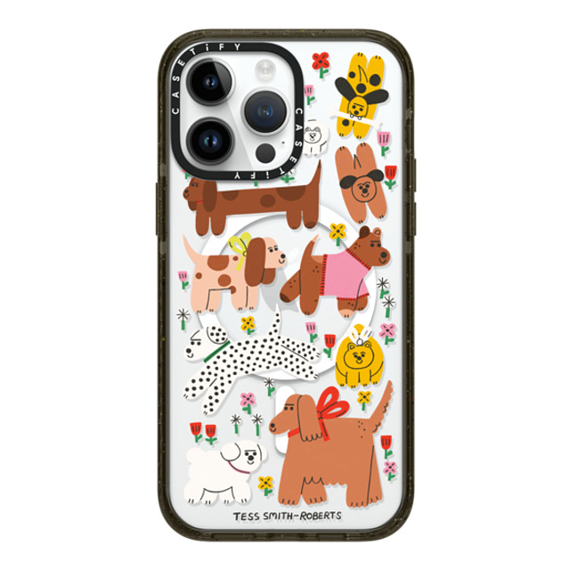 Tess Smith-Roberts x CASETiFY iPhone 14 Pro Max ケース ブラック インパクトケース MagSafe対応 Dogs in the meadow