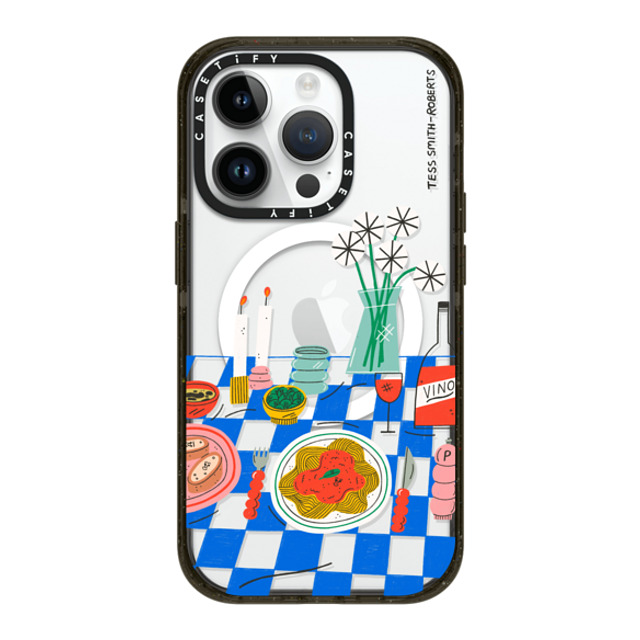 Tess Smith-Roberts x CASETiFY iPhone 14 Pro ケース ブラック インパクトケース MagSafe対応 Spaghetti