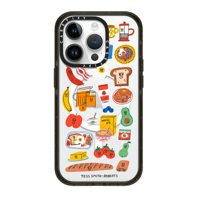 Tess Smith-Roberts x CASETiFY iPhone 14 Pro ケース ブラック インパクトケース MagSafe対応 Breakfast Bits