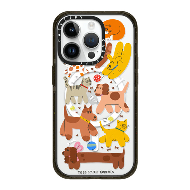 Tess Smith-Roberts x CASETiFY iPhone 14 Pro ケース ブラック インパクトケース MagSafe対応 Cats and Dogs