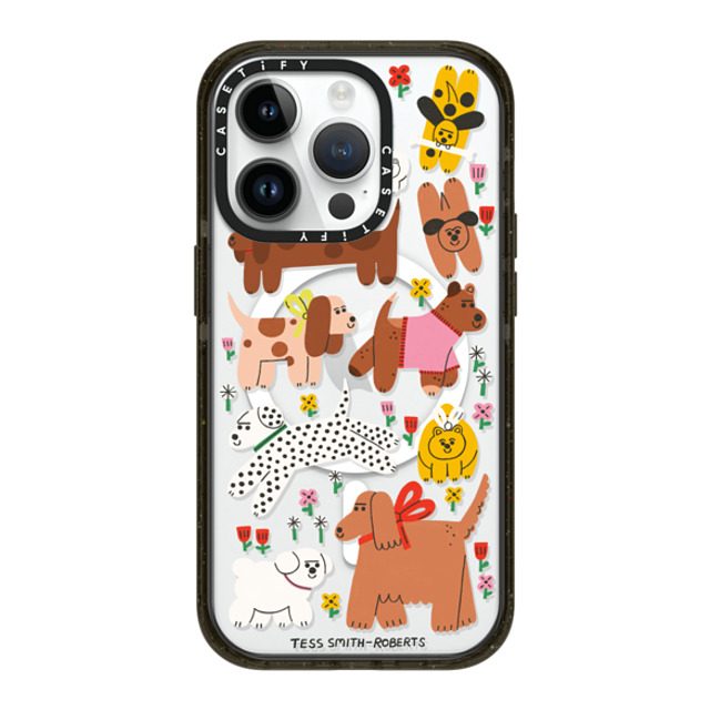 Tess Smith-Roberts x CASETiFY iPhone 14 Pro ケース ブラック インパクトケース MagSafe対応 Dogs in the meadow