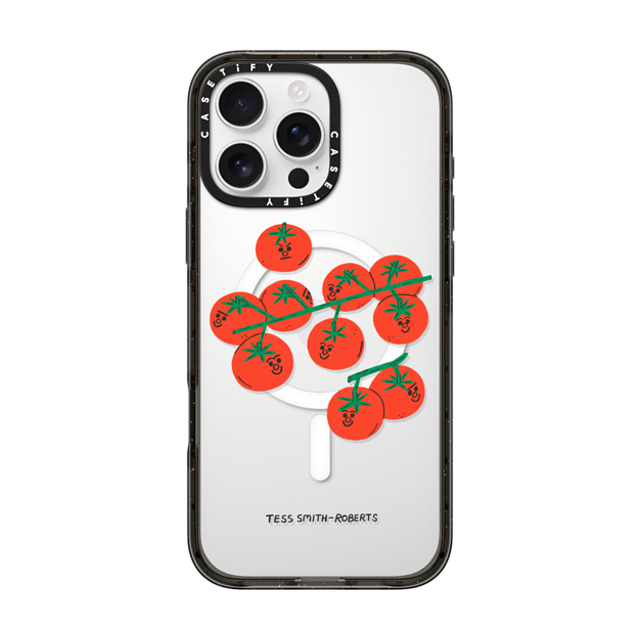 Tess Smith-Roberts x CASETiFY iPhone 16 Pro Max ケース ブラック インパクトケース MagSafe対応 Cherry Tomatoes