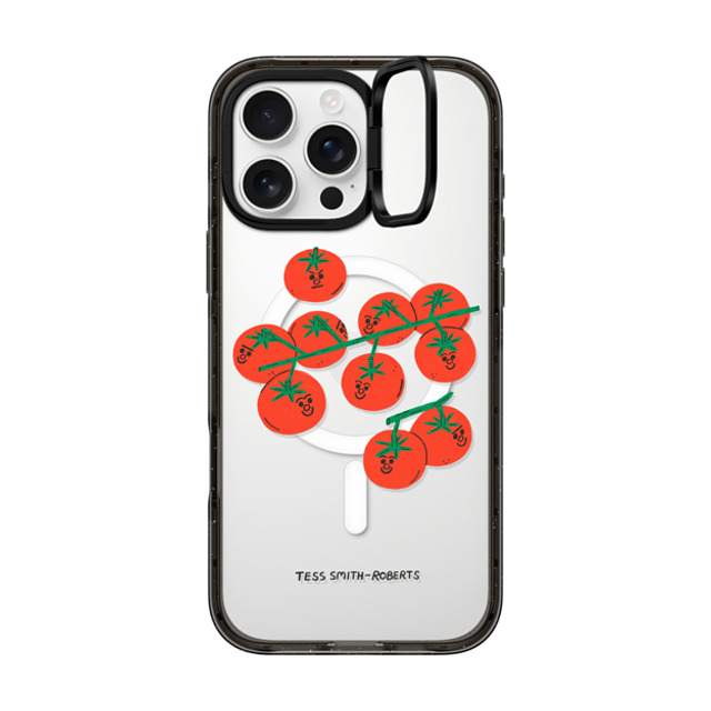 Tess Smith-Roberts x CASETiFY iPhone 16 Pro Max ケース ブラック インパクトリングスタンドケース MagSafe対応 Cherry Tomatoes