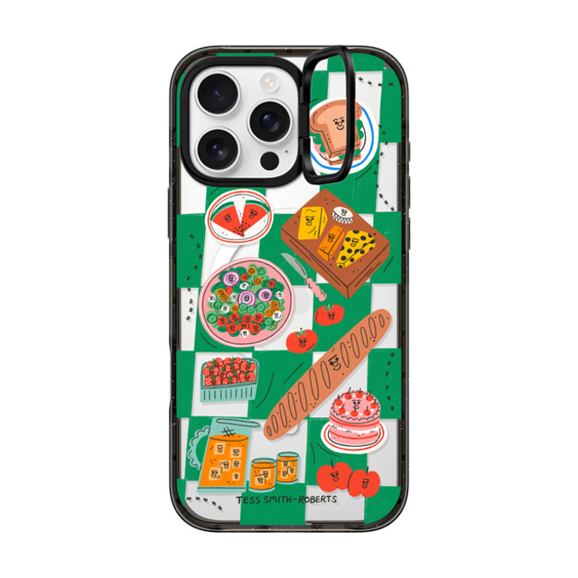 Tess Smith-Roberts x CASETiFY iPhone 16 Pro Max ケース ブラック インパクトリングスタンドケース MagSafe対応 Picnic