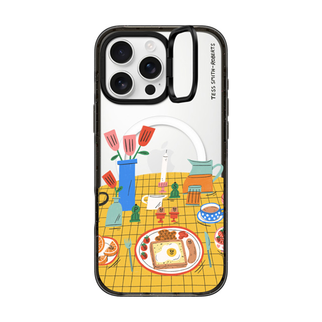 Tess Smith-Roberts x CASETiFY iPhone 16 Pro Max ケース ブラック インパクトリングスタンドケース MagSafe対応 Breakfast