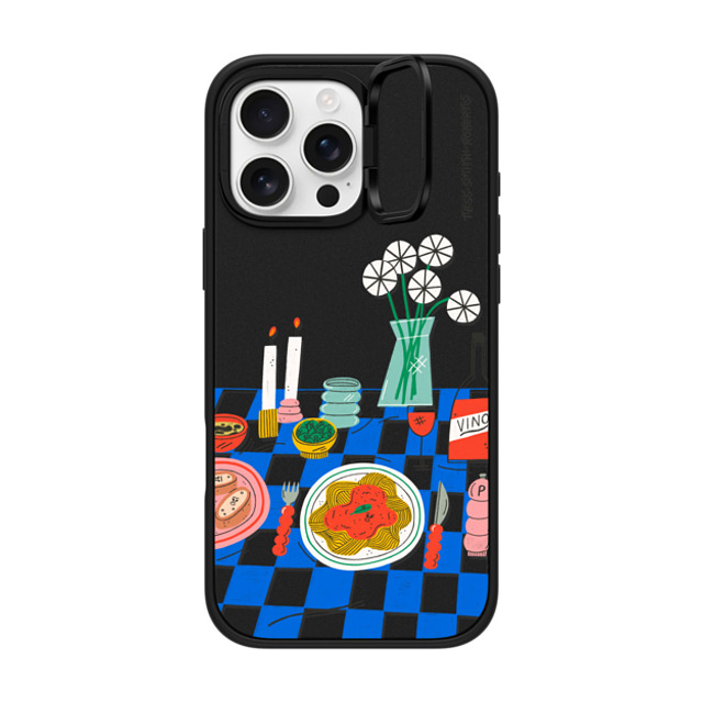 Tess Smith-Roberts x CASETiFY iPhone 16 Pro Max ケース マットブラック インパクトリングスタンドケース MagSafe対応 Spaghetti