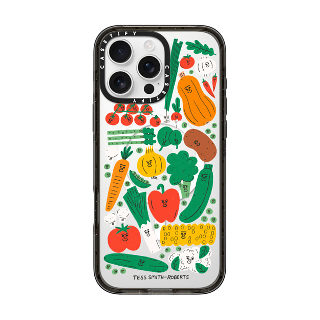 Tess Smith-Roberts x CASETiFY iPhone 16 Pro Max ケース ブラック インパクトケース MagSafe対応 Veggies