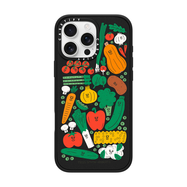 Tess Smith-Roberts x CASETiFY iPhone 16 Pro Max ケース マットブラック インパクトケース MagSafe対応 Veggies