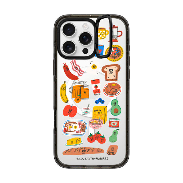 Tess Smith-Roberts x CASETiFY iPhone 16 Pro Max ケース ブラック インパクトリングスタンドケース MagSafe対応 Breakfast Bits