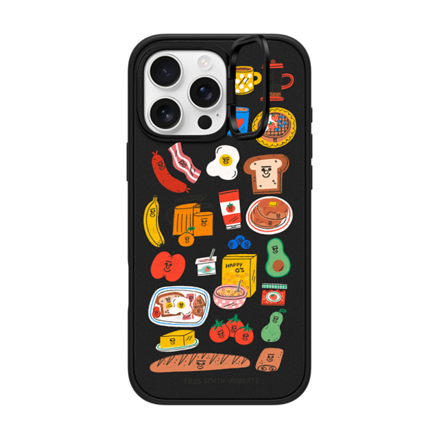 Tess Smith-Roberts x CASETiFY iPhone 16 Pro Max ケース マットブラック インパクトリングスタンドケース MagSafe対応 Breakfast Bits