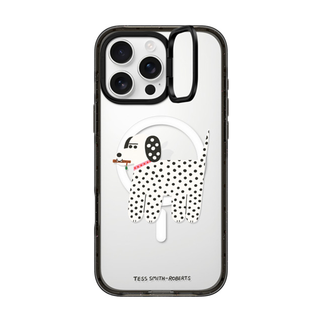 Tess Smith-Roberts x CASETiFY iPhone 16 Pro Max ケース ブラック インパクトリングスタンドケース MagSafe対応 Dalmatian