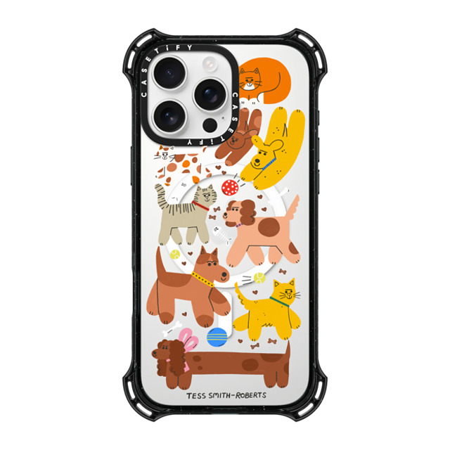 Tess Smith-Roberts x CASETiFY iPhone 16 Pro Max ケース ブラック バウンスケース Cats and Dogs