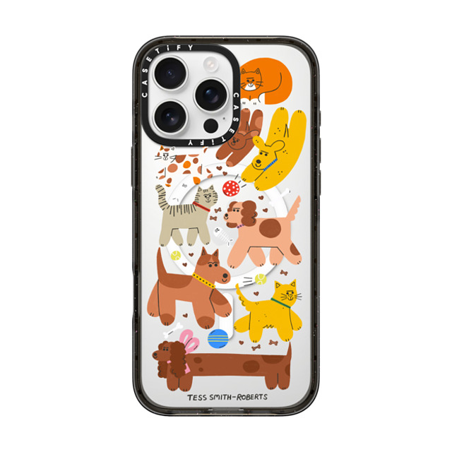 Tess Smith-Roberts x CASETiFY iPhone 16 Pro Max ケース ブラック インパクトケース MagSafe対応 Cats and Dogs