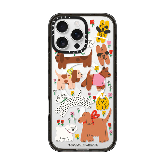 Tess Smith-Roberts x CASETiFY iPhone 16 Pro Max ケース ブラック インパクトケース MagSafe対応 Dogs in the meadow