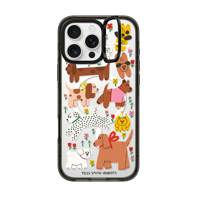 Tess Smith-Roberts x CASETiFY iPhone 16 Pro Max ケース ブラック インパクトリングスタンドケース MagSafe対応 Dogs in the meadow