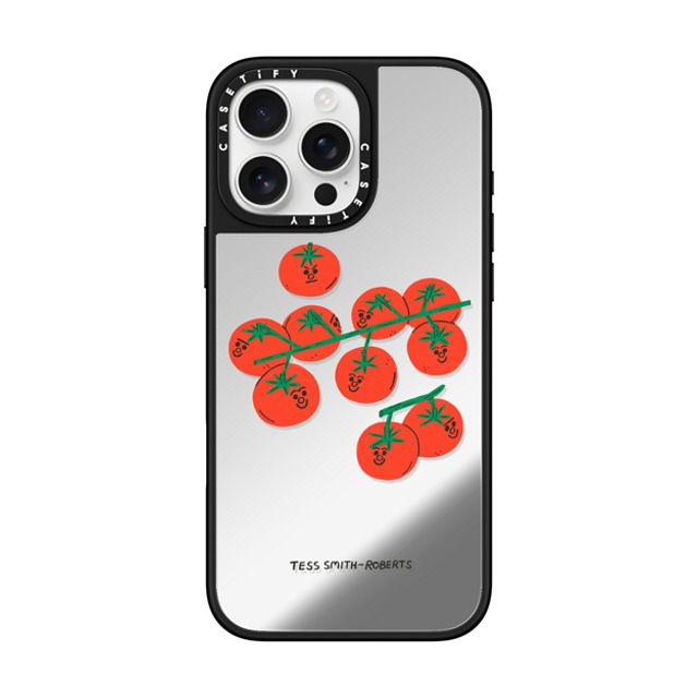 Tess Smith-Roberts x CASETiFY iPhone 16 Pro Max ケース Silver on Black ミラーケース MagSafe対応 Cherry Tomatoes