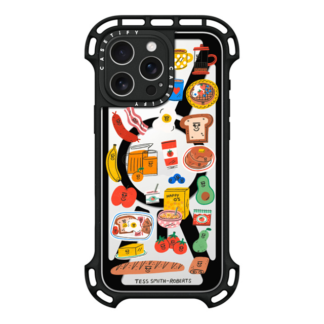 Tess Smith-Roberts x CASETiFY iPhone 16 Pro Max ケース ブラック ウルトラ バウンスケース MagSafe対応 Breakfast Bits