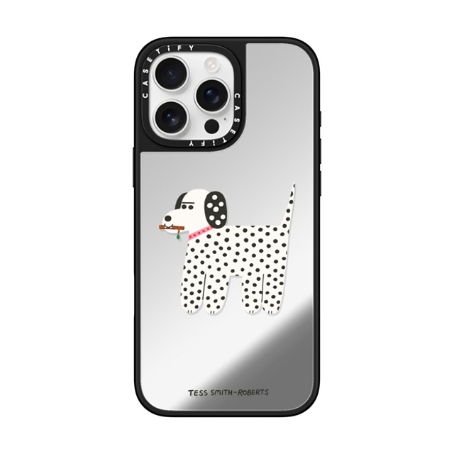 Tess Smith-Roberts x CASETiFY iPhone 16 Pro Max ケース Silver on Black ミラーケース MagSafe対応 Dalmatian