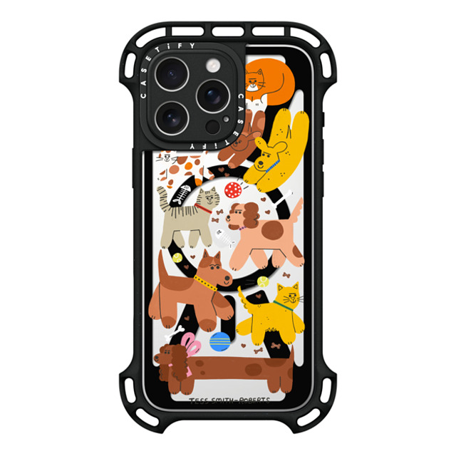 Tess Smith-Roberts x CASETiFY iPhone 16 Pro Max ケース ブラック ウルトラ バウンスケース MagSafe対応 Cats and Dogs