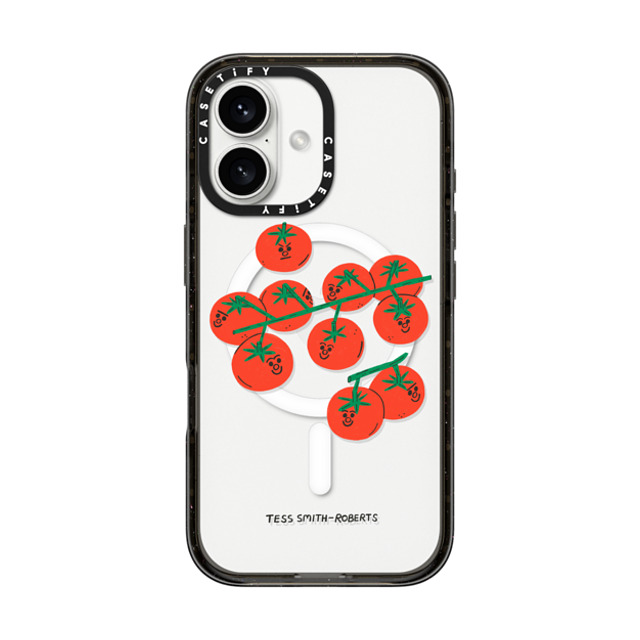 Tess Smith-Roberts x CASETiFY iPhone 16 ケース ブラック インパクトケース MagSafe対応 Cherry Tomatoes