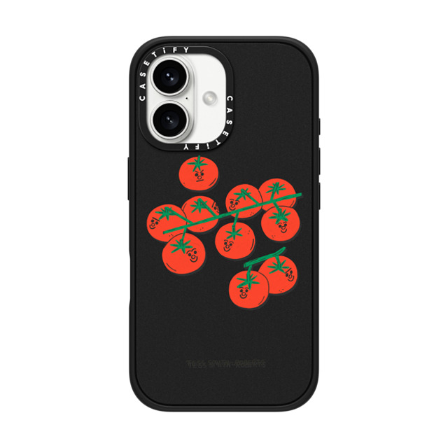 Tess Smith-Roberts x CASETiFY iPhone 16 ケース マットブラック インパクトケース MagSafe対応 Cherry Tomatoes