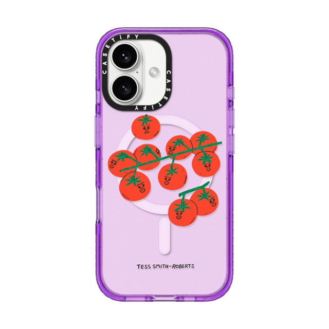 Tess Smith-Roberts x CASETiFY iPhone 16 ケース パープル インパクトケース MagSafe対応 Cherry Tomatoes