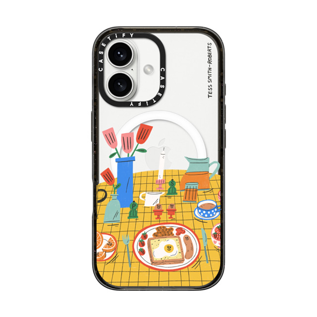 Tess Smith-Roberts x CASETiFY iPhone 16 ケース ブラック インパクトケース MagSafe対応 Breakfast