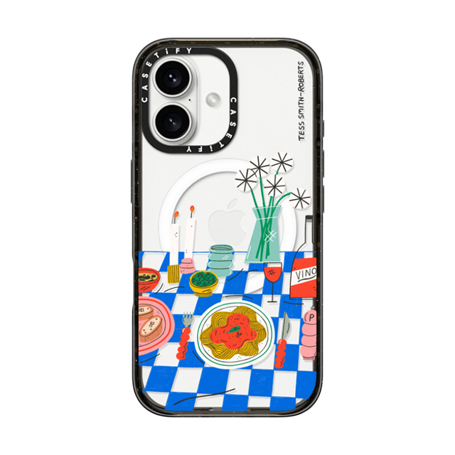 Tess Smith-Roberts x CASETiFY iPhone 16 ケース ブラック インパクトケース MagSafe対応 Spaghetti