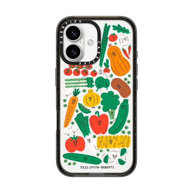 Tess Smith-Roberts x CASETiFY iPhone 16 ケース ブラック インパクトケース MagSafe対応 Veggies