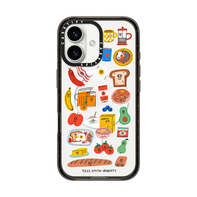 Tess Smith-Roberts x CASETiFY iPhone 16 ケース ブラック インパクトケース MagSafe対応 Breakfast Bits