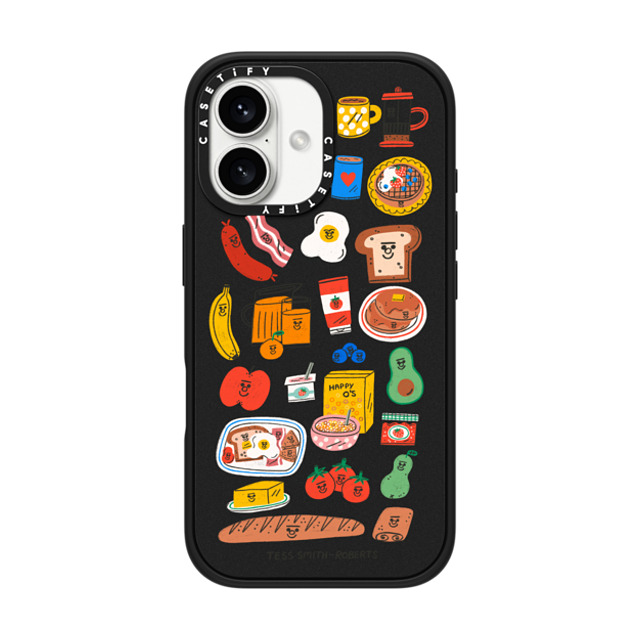 Tess Smith-Roberts x CASETiFY iPhone 16 ケース マットブラック インパクトケース MagSafe対応 Breakfast Bits