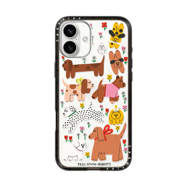 Tess Smith-Roberts x CASETiFY iPhone 16 Plus ケース ブラック インパクトライトケース Dogs in the meadow