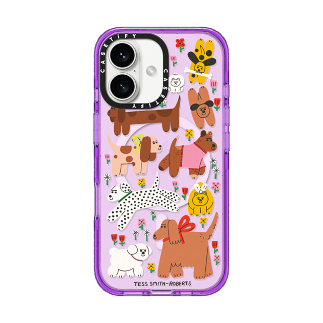 Tess Smith-Roberts x CASETiFY iPhone 16 ケース パープル インパクトケース MagSafe対応 Dogs in the meadow