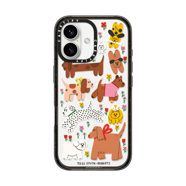 Tess Smith-Roberts x CASETiFY iPhone 16 ケース ブラック インパクトケース Dogs in the meadow