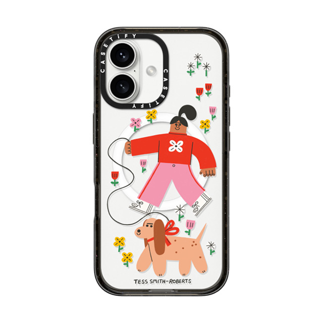 Tess Smith-Roberts x CASETiFY iPhone 16 Case Floral,Dog Black Impact Case MagSafe Compatible Red Dog Walker Back to School Tess Smith-Roberts x CASETiFY iPhone 16 Case Floral,Dog Black Impact Case MagSafe Compatible Red Dog Walker Back to School