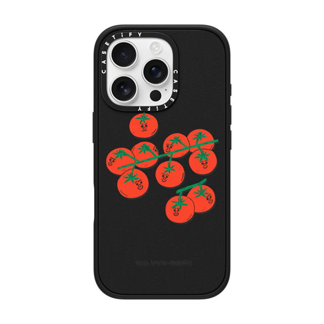 Tess Smith-Roberts x CASETiFY iPhone 16 Pro ケース マットブラック インパクトケース MagSafe対応 Cherry Tomatoes