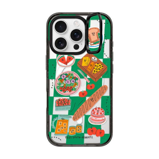 Tess Smith-Roberts x CASETiFY iPhone 16 Pro ケース ブラック インパクトリングスタンドケース MagSafe対応 Picnic