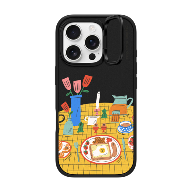 Tess Smith-Roberts x CASETiFY iPhone 16 Pro ケース マットブラック インパクトリングスタンドケース MagSafe対応 Breakfast