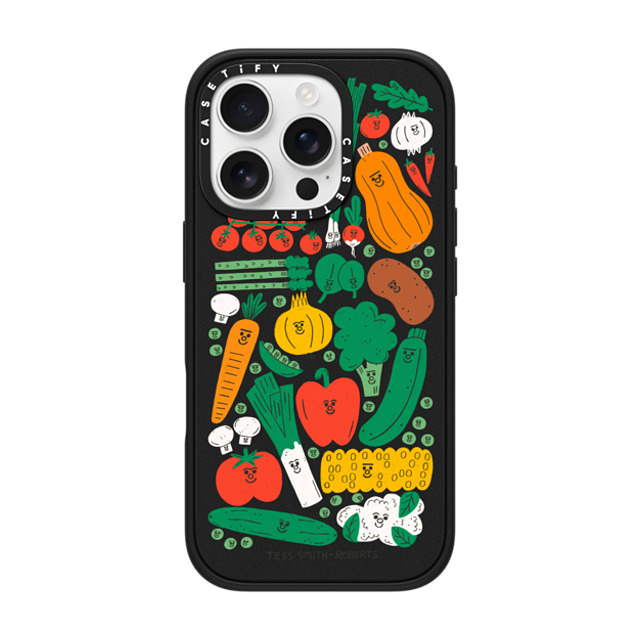 Tess Smith-Roberts x CASETiFY iPhone 16 Pro ケース マットブラック インパクトケース Veggies