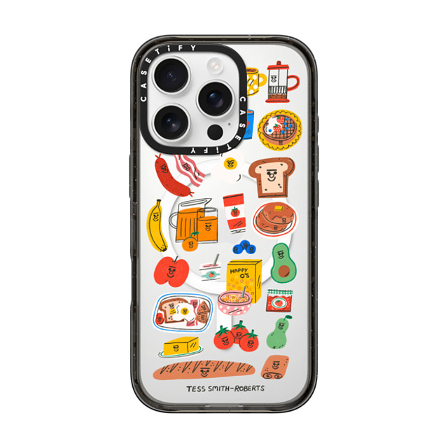 Tess Smith-Roberts x CASETiFY iPhone 16 Pro ケース ブラック インパクトケース MagSafe対応 Breakfast Bits