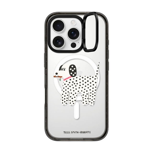 Tess Smith-Roberts x CASETiFY iPhone 16 Pro ケース ブラック インパクトリングスタンドケース MagSafe対応 Dalmatian