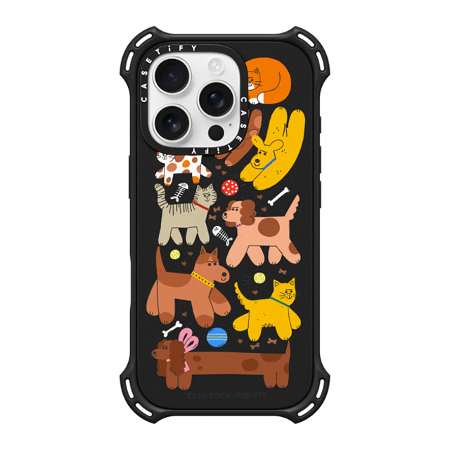 Tess Smith-Roberts x CASETiFY iPhone 16 Pro Case Matte Black バウンスケース Cats and Dogs Tess Smith-Roberts x CASETiFY iPhone 16 Pro Case Matte Black バウンスケース Cats and Dogs