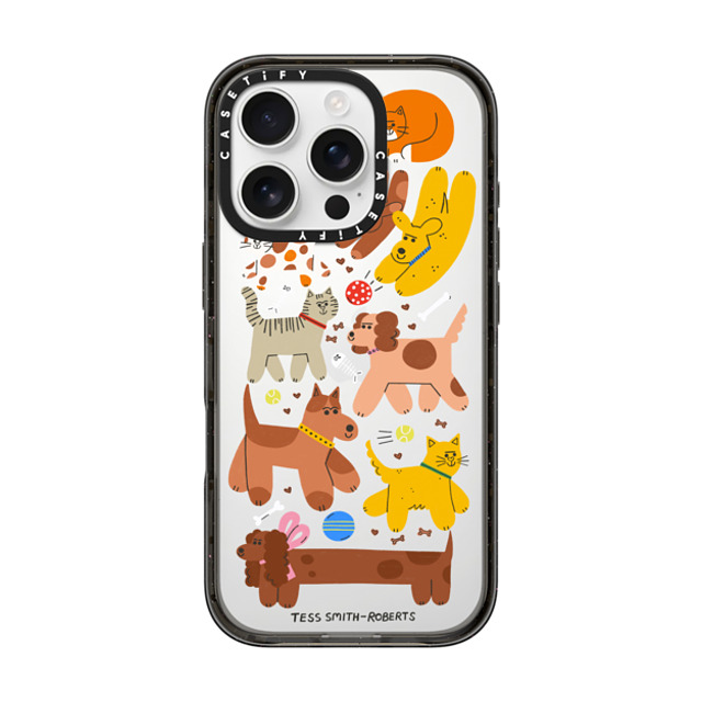 Tess Smith-Roberts x CASETiFY iPhone 16 Pro ケース ブラック インパクトケース Cats and Dogs