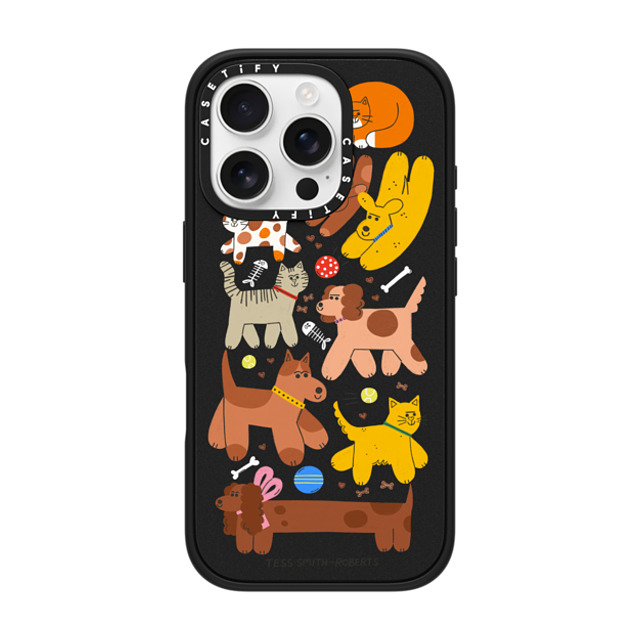 Tess Smith-Roberts x CASETiFY iPhone 16 Pro ケース マットブラック インパクトケース Cats and Dogs