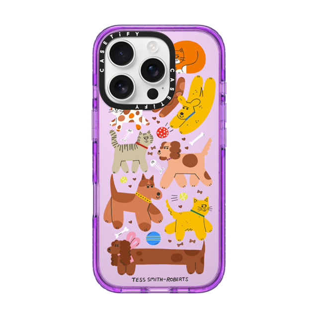 Tess Smith-Roberts x CASETiFY iPhone 16 Pro Case パープル Impact Case Cats and Dogs Tess Smith-Roberts x CASETiFY iPhone 16 Pro Case パープル Impact Case Cats and Dogs