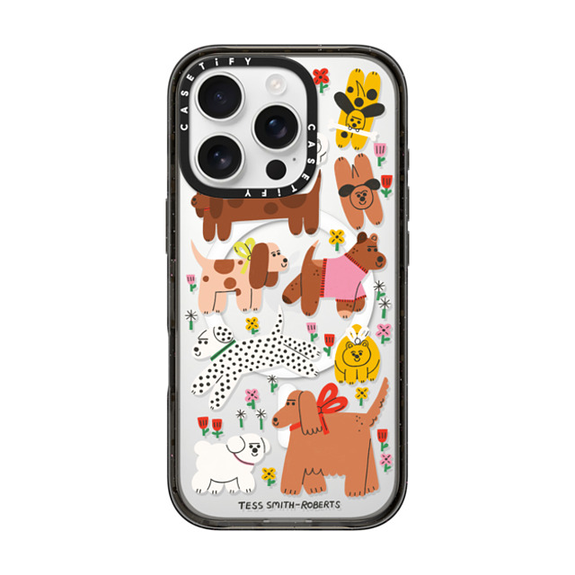 Tess Smith-Roberts x CASETiFY iPhone 16 Pro ケース ブラック インパクトケース MagSafe対応 Dogs in the meadow