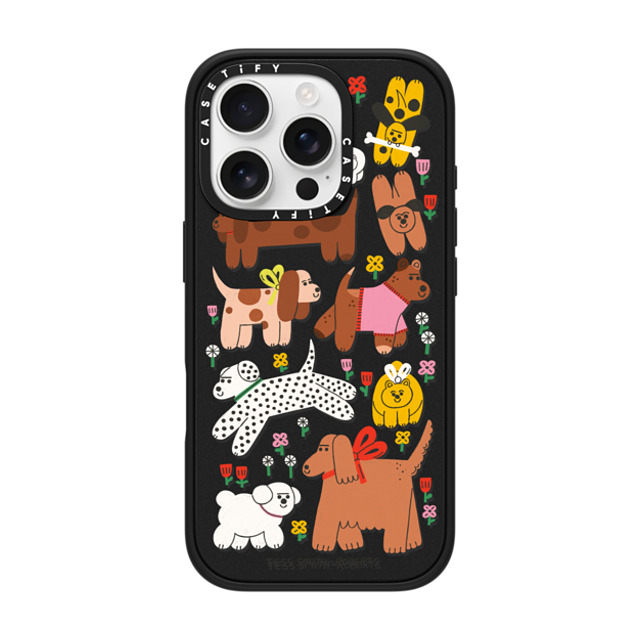 Tess Smith-Roberts x CASETiFY iPhone 16 Pro ケース マットブラック インパクトケース MagSafe対応 Dogs in the meadow