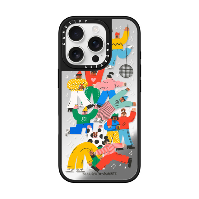 Tess Smith-Roberts x CASETiFY iPhone 16 Pro ケース Silver on Black ミラーケース MagSafe対応 Party People