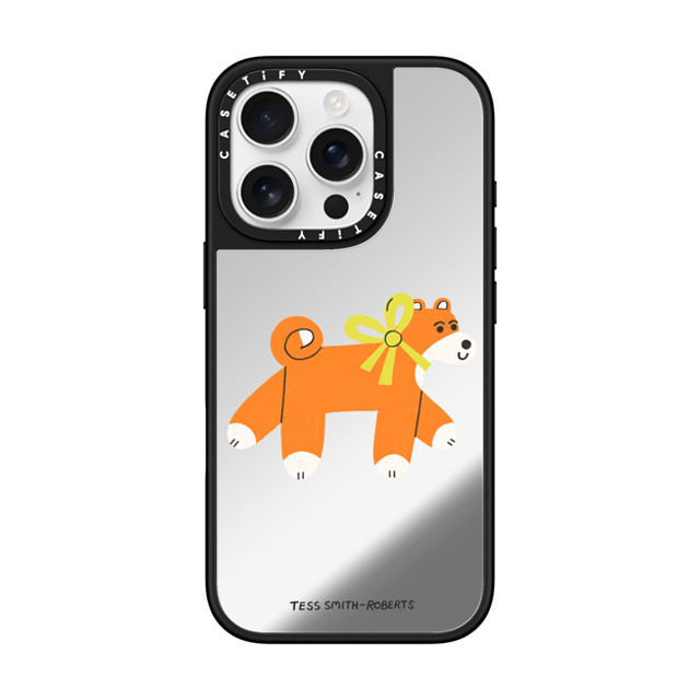 Tess Smith-Roberts x CASETiFY iPhone 16 Pro Case Dog,Animal Silver on Black ミラーケース MagSafe対応 Shiba Mother's Day Tess Smith-Roberts x CASETiFY iPhone 16 Pro Case Dog,Animal Silver on Black ミラーケース MagSafe対応 Shiba Mother's Day